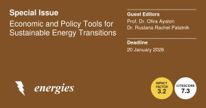 Read more about the article We are pleased to inform you that the website of our members’ Special IssueEconomic and Policy Tools for Sustainable Energy Transitions has been set up. Prof. Ofira Ayalon and and Prof. Ruslana Rachel Palatnik from NRERC are guest editors.